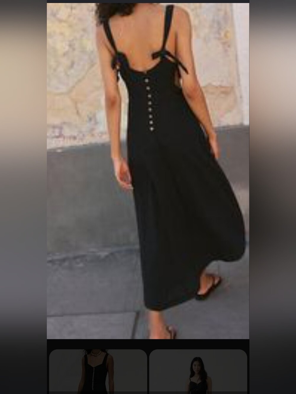 Free People Black Maxi Sundress with Back Button Placket